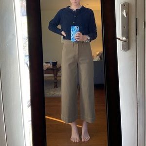 Madewell wide leg cropped ankle pant green